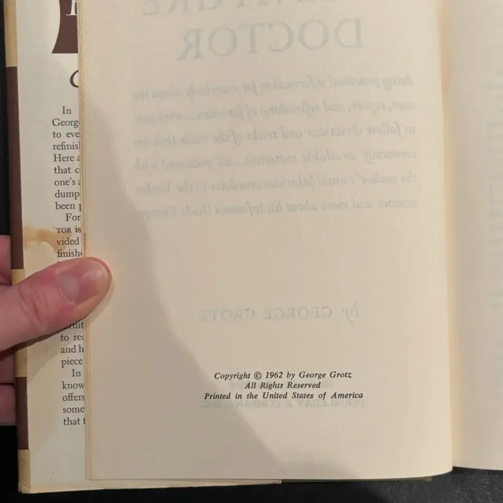 VTG 1962 The Furniture Doctor (Antique Furniture Repair) By George Grotz, HC, DJ